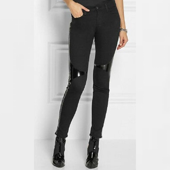 J Brand Denim - J BRAND Black Dahlia Vinyl Super Skinny Jeans